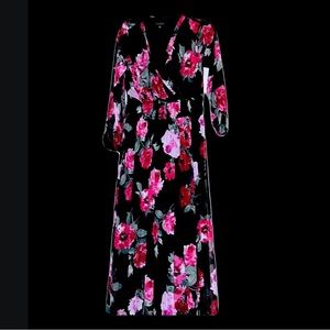 Floral long dress- v neck